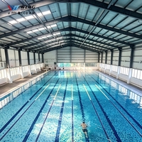 Estructura Metálica Prefabricada para Piscina de Acero de Techo Abierto, Nave Metálica, Arena Multideportiva