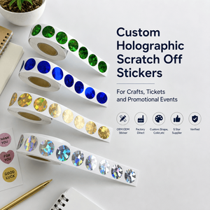สติกเกอร์ขูดลายโฮโลแกรมแบบกลมขนาด 16 มม. แพ็คเกจแบบกำหนดเอง สำหรับติดตามเป้าหมายการออมเงิน - Product Image 2