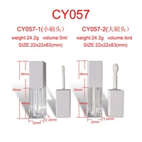 Tube de gloss à lèvres transparent CY057 5ml, emballage élégant, tubes de gloss à lèvres avec petit pinceau, flacon carré givré, rouge à lèvres liquide