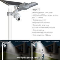 Lampadaire solaire avec caméra, 1080P, 2 millions de pixels, cctv, wi-fi, 4G, 50w, 100w