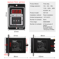 Temporizador de Retardo ASY-3D, Relé de Tiempo de 8 Pines con Base, DC12V/24V AC110V/220V, Temporizador Programable de 1-999 Segundos