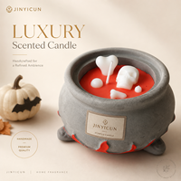 Bougie parfumée en forme de chaudron de soupe de crânes d'Halloween, en cire de soja, couleurs personnalisées, parfums variés, vente en gros, décoration gothique pour la maison, cadeau