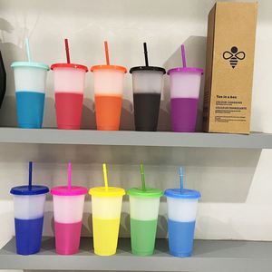 Vasos de Plástico Reutilizables de Gran Capacidad con Tapa y Pajita, 710 ml, con Logotipo Personalizado, para Camping y Actividades al Aire Libre, Cambian de Color - Product Image 4