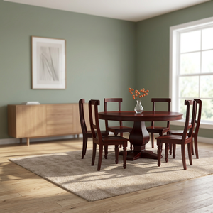 Juego de Mesa de Comedor Redonda de Madera de Caoba con Sillas, Construcción de Madera de Caoba Sólida, Diseño Estable para Muebles de Comedor - Product Image 2