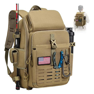 Sac à dos/sac à bandoulière de pêche imperméable en polyester avec housse de pluie 40L, porte-canne et porte-équipement - Product Image 1