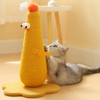 Griffoir vertical pour chat en sisal sans miettes Conception de poussin Poteau à gratter pour chaton d'intérieur