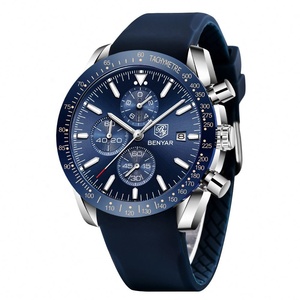 Montre chronographe classique pour homme OEM ODM, étanche, bracelet en silicone, lunette tachymetre, sport, mode, calendrier, quartz - Product Image 4