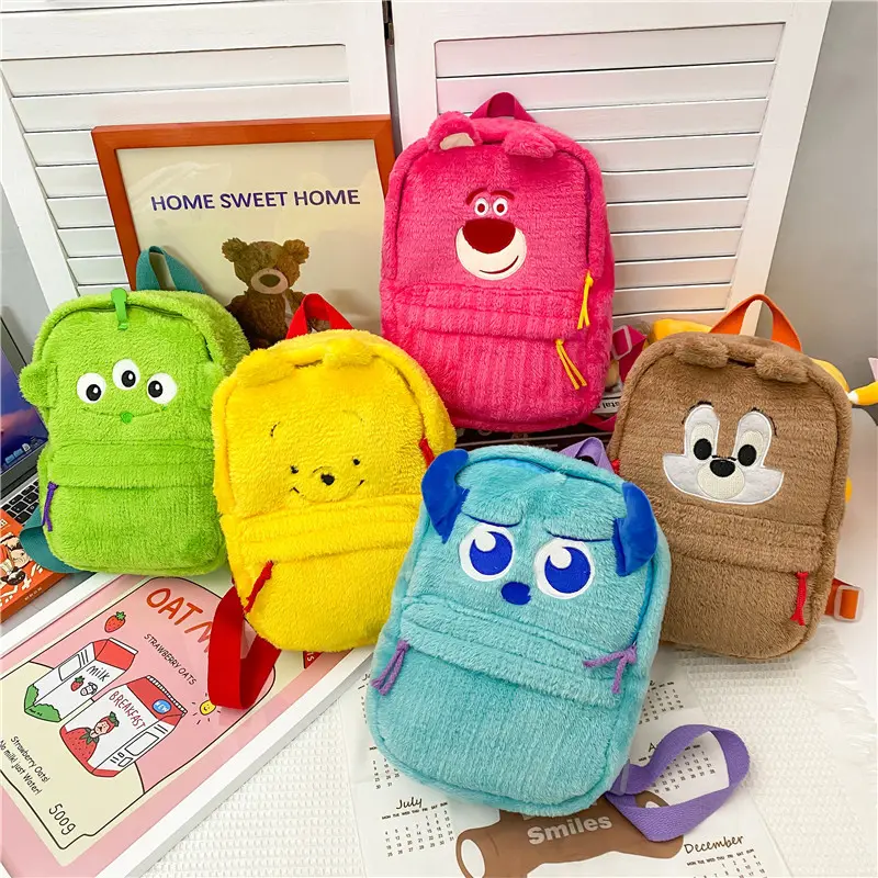 Fashion Cute Animal Shape Cartoon Bag Plush Kindergarten Children Velvet Kids School Backpack Bag
