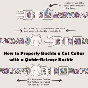 Cotton Breakaway <b>Cat</b> <b>Collar</b> Flowers Pendant Adjustable Safety Kitty Kitten <b>Collars</b> Cute Kitten <b>Cat</b> <b>Collar</b> with Bell - Product Image 3