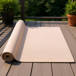 Waterproof Light Brown Outdoor <b>Rug</b> 6 Ft X 29.5 Ft Non Slip Rubber Backing Deck Patio Use - Product Image 2