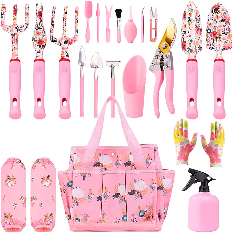 Special collection aluminum alloy blade multi-function garden tool kit colorful printing garden tool set