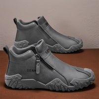 Nouvelles Bottes Décontractées en Cuir pour Hommes, Semelle Souple, Sportives, Imperméables, Respirantes, Légères, Mi-Mollet, pour Randonnée en Extérieur Automne-Été