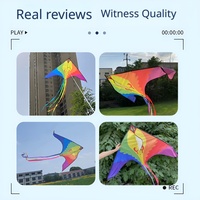 Cerf-volant arc-en-ciel personnalisé de 3,2 m à longue queue, facile à piloter dans une brise légère, cerf-volant triangulaire pour enfants et adultes, OEM ODM Vente en gros