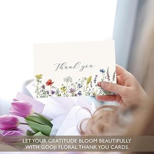 Multipack de tarjetas de agradecimiento florales de verano 4x6 con sobres a juego, sobres de pelar y sellar, flores silvestres, bodas, B - Product Image 6