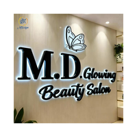 Letrero Luminoso para Exteriores e Interiores de Empresas de Belleza y Salones, Panel de Pared Exterior con Logotipo Comercial, LED 3D, Acrílico, Acero Inoxidable
