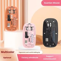 Souris sans fil ergonomique 3D transparente Macaron RGB, double mode 2.4g+BT, légère, portable, rechargeable
