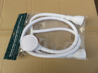 Robinet simple ou double pour évier de bain Pommeau de douche Tuyau de pulvérisation Commode à cheveux Mélangeur à poussoir pour animaux de compagnie 1.3m (1.3m, Blanc-Double robinet)