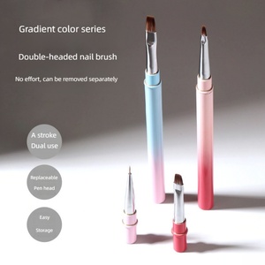 High Quality New Double-headed Nail <b>Brush</b> Nail Art <b>Brush</b> Metal Pen Holder Factory Wholesale Customization - Product Image 2