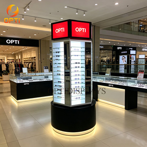 Exhibidor de Gafas de Sol Moderno Personalizado de Fábrica, Exhibidor Giratorio con Iluminación LED, Exhibidor de Vidrio Popular - Product Image 1