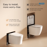 Toilette intelligente murale de style moderne, bidet automatique monobloc avec télécommande de drainage P-Trap incluse