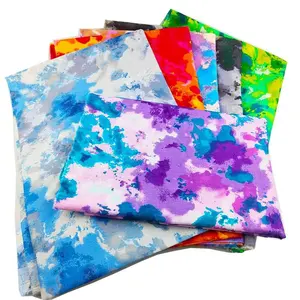 Tie Dye Kamuflase Katun Jahit Poplin Selimut Kapas Dicetak Kain Perca Kasual Gaun Bantal Tirai Kerajinan Tekstil