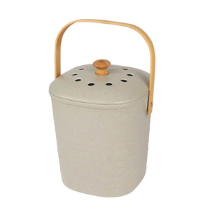 3.3l New Bamboo Fiber Kitchen Compost Bin Food Waste Composter Bamboo Fiber Compost Bin