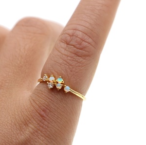 Promotion Fashion <strong>Gold</strong> Jewelry Tiny Small <strong>Opal</strong> White Cz Thin Band Fashion <strong>Gold</strong> Small <strong>Ring</strong> - Product Image 4