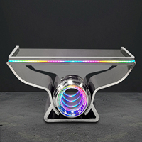 Consola de DJ Portátil Moderna LiqVis con Logotipo Personalizado, Mesa de DJ de Acero Inoxidable con Espejo, Cabina de DJ con Luces LED de Colores para Fiestas, Festivales y Eventos