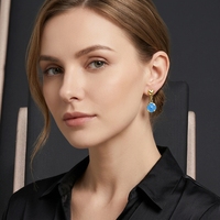 Anting-anting gantung bunga lucu unisex berlapis emas 24K dari JXX Wholesale, enamel warna-warni, perhiasan modis