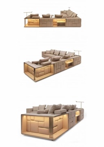 Furnistyle Italian Premium Home Living Room Furniture High Luxury <strong>L</strong>-<strong>Shape</strong> <strong>Sectional</strong> Genuine Leather <strong>Sofa</strong> Set for Apartment Villa - Product Image 6