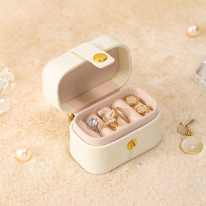 EVERWIN <b>Jewelry</b> <b>Storage</b> Bag with Snap Button Closure Portable Ring Case in Mint Black Ivory Pink Colors Packaging - Product Image 4