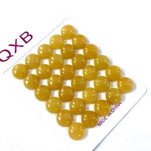 Pierres précieuses cabochons en <span class=keywords><strong>jade</strong></span> <span class=keywords><strong>jaune</strong></span> naturel QXB, polies, taille brillant ronde, 12 mm, certifiées GIC, provenant du Guangdong, pour la vente en gros et le bricolage - Product Image 1