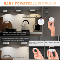 Éclairage de placard moderne à détecteur de mouvement LED sans fil rechargeable, installation magnétique, 3 températures de couleur