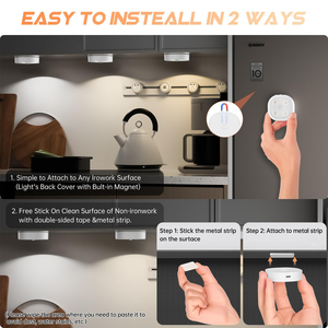Motion Sensor Closet Puck Light, <b>Wireless</b> Rechargeable Stair Step Lights Indoor with 3 Colors Temper, Magnet Stick on Lighting - Product Image 5