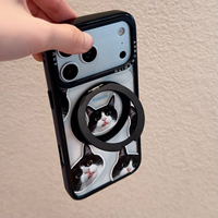 Nouvelle coque de téléphone rotative à 360° de haute qualité au design de niche pour chat et chien, compatible avec iPhone 17 Pro Max, 16 Pro Max, 15 Pro, 11, avec chaîne assortie