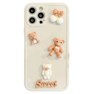 Cellphone Accessories Phone Cover for iPhone 14 13 12 Pro Max Bowknot Bear Rabbit 3D Cartoon Figure Soft TPU Case Back Shell