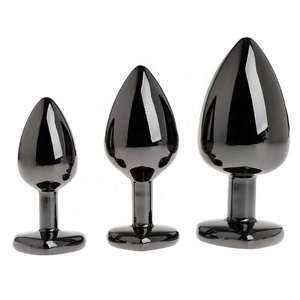 3 teile/satz Helle Schwarz Herz Liebe Metall <span class=keywords><strong>Anal</strong></span> Plug Kristall Edelstahl Sex Spielzeug Butt Plug Sex Produkte - Product Image 1