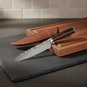 Cuchillo Santoku <span class=keywords><strong>JBL</strong></span> de Acero al Carbono Estilo Japonés con Mango de Resina y Funda de Cuero para Diestros (Longitud de Hoja de 6-7.9 pulgadas) - Product Image 5