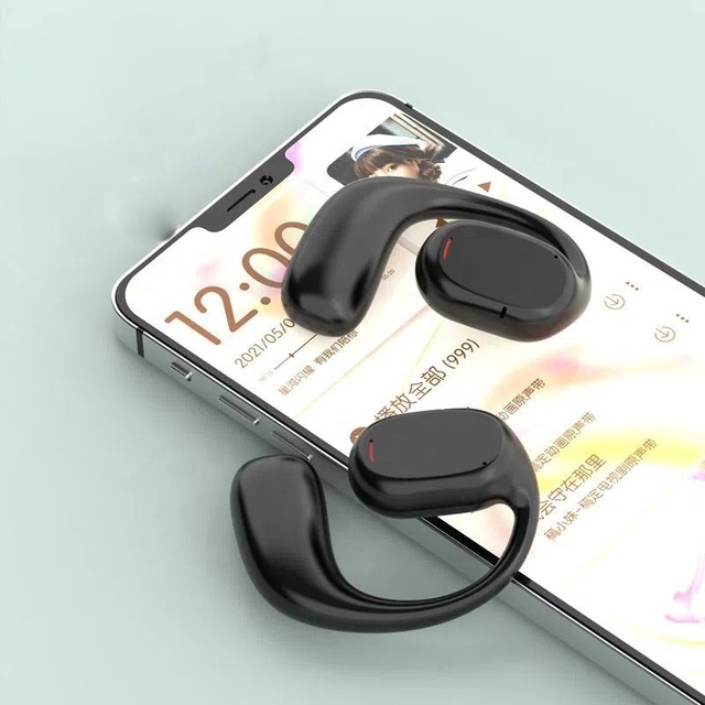 PortablecWireless Bone Conduction Earhook Headphone BT V5.3 Earphone Finger Touch Waterproof Sports Earbuds with Mic Headset