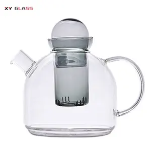Modern high level elegance with lid clear borosilicate glass tea filter teapot