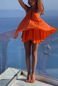 Robe d'été populaire et tendance pour femme, sexy, à col en V profond, dos nu, style camisole, coupe ample trapèze, sans manches, taille haute, pour soirée et <span class=keywords><strong>vacances</strong></span> - Product Image 5