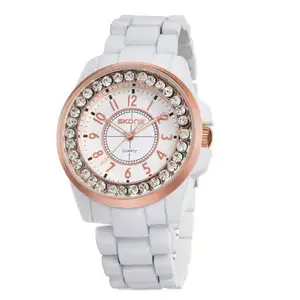 Skone 7218 Intrinsiek Super Dame Quartz Horloge Perfect Keramische Band Diamant Decoratie Bling Moq 1 Beknopt Polshorloge
