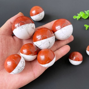 Vente en gros de pierres de guérison en cristal naturel boule de <span class=keywords><strong>poke</strong></span> en jaspe rouge et howlite sphère de <span class=keywords><strong>poke</strong></span> mon - Product Image 2