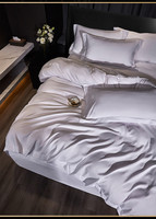 Styles européens 4 pièces ensemble blanc Polyester solide impression réactive feuille plate pliée avec remplissage en coton