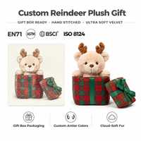 Peluche personnalisée OEM, boîte cadeau de Noël, ours en peluche, cadeau de Noël, boîte cadeau de Noël, ours en peluche rembourré, cadeau de Noël, mascotte de marque