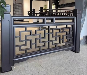 Instalasi DIY kontemporer besi tempa hitam pagar taman rumah sekitar pagar pelat baja pagar langkan pegangan tangan - Product Image 2