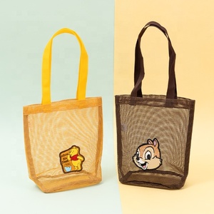Venta caliente comercial Impresión de dibujos animados Bordado perforado Bolso de compras Playa Malla Tote Shopper - Product Image 2