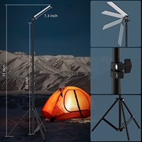 Lampe de barbecue portable avec support trépied télescopique en métal réglable Interface USB alimentée par lampe de travail LED