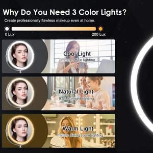 Stainless Steel Frame Desktop LED HD Cosmetic <b>Mirror</b> With 180 Degrees Free Adjustment - Product Image 5