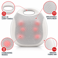 Bantal Pijat Elektrik Putih dengan 8 Bola Pijat, Pemanas Jade, Adaptor Mobil, dan Timer 20 Menit untuk Relaksasi di Rumah dan Kantor